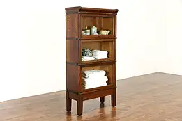 Arts & Crafts Mission Oak Antique Narrow Lawyer 3 Stack Bookcase, Globe #39127