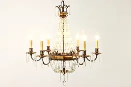 Bellini Crystal 6 Candle Oval Chandelier, Prisms & Ball, Murray Feiss #36634