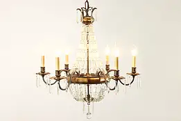 Bellini Crystal 6 Candle Oval Chandelier, Prisms & Ball, Murray Feiss #36634