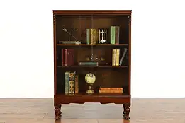 English Tudor Antique Oak Office Bookcase, Sliding Glass Doors, Macey #37533