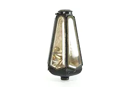 Industrial Antique Brass Beveled Glass Auto or Carriage Lamp, Wall Sconce #38980