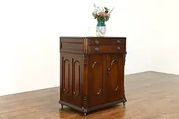 Victorian Carved Walnut Chest or Cabinet, 8 Drawers, Secret Door #34875