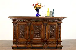 Renaissance Italian Antique Sideboard, Back Bar, Hall or TV Console #37142