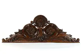 Victorian Antique Architectural Salvage Fragment Carved Walnut Crest 37" #37671