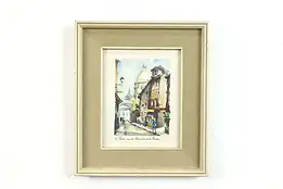 Montmartre Street in Paris Vintage Watercolor Print, Delarue 11" #39938