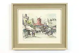 Moulin Rouge in Paris Vintage Watercolor Print, Delarue 17.5" #39972