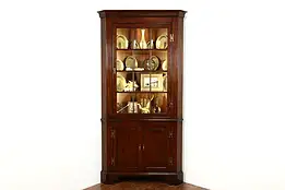 Georgian Federal Vintage Mahogany Corner China Cabinet, Henkel Harris #39992