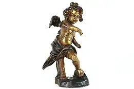 Bronze Vintage Patinated Sculpture of Cupid Cherub with Arrow Quiver #39851