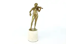 Art Deco Antique Bronze Sculpture of Woman Playing Violin, Sautner #39611