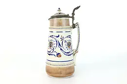 German Antique Stoneware Stein or Large Beer Mug, Villeroy & Boch #40234