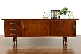 Midcentury Modern 1960 Vintage Walnut Credenza, TV Console or Sideboard #39754