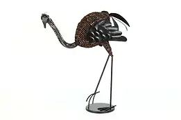 Steel & Rattan Vintage Sculpture of Flamingo #40186