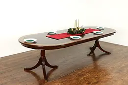 Traditional Banded Mahogany Dining Table, 2 Leaves, Henkel Harris 10'  #39993