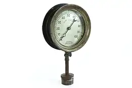 Industrial Salvage Antique 7" Water Pressure Gauge, Chicago-Marshall #39673