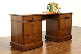Traditional Vintage Walnut Office Credenza or Desk, Lateral File Jofco #40138