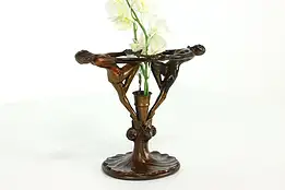 Art Deco Antique Dancers Bud Vase with Floral Wreaths #39874