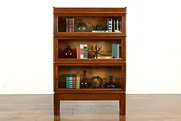 Oak 3 Stack Antique Lawyer, Office or Library Bookcase Globe Wernicke #39964