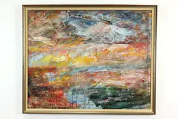 Abstract Landscape Vintage Original Oil Painting, A.M.B 35" #40031