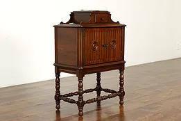 Traditional Walnut Antique Chairside Smoking Stand & Tobacco Humidor #39676