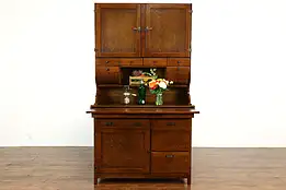 Farmhouse Antique Oak Kitchen Pantry Hoosier Cabinet Baker Cupboard #39861