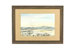 Desert Scene & Mountains Vintage Original Watercolor Painting, Jourey 31" #39865