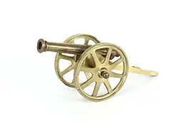 Industrial Vintage Miniature Bronze Cannon Sculpture, Brass Carriage  #40480