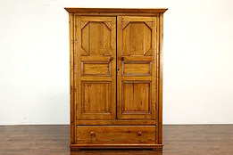 Farmhouse Country Pine Antique Armoire, Linen Cabinet, or Pantry Cupboard #38796