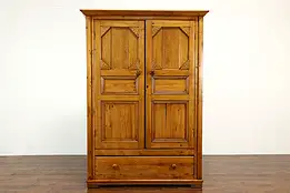 Farmhouse Country Pine Antique Armoire, Linen Cabinet, or Pantry Cupboard #38796