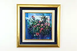 Still Life of Roses Vintage Original Acrylic Painting, Rebecca Hardin 30" #40301