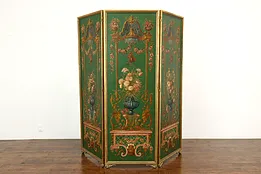 Triple Antique Dressing Screen Japanese & Classical Hand Painted Ingraham #40166