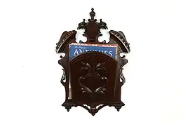 Victorian Antique Carved Walnut Wall Pocket or Hanging Magazine Rack #40518