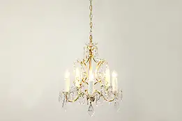 Vintage 5 Candle Chandelier Cut European Crystal Ball & Prisms #39224