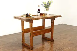 Industrial Salvage Antique Workbench, Kitchen Island, Cheese & Wine Table #35178