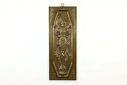 Classical Bronze Antique Wall Plaque Sculpture of Dancer & Floral Motifs #40306