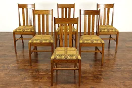 Set of 6 Arts & Crafts Mission Oak Antique Craftsman Dining Chairs #38605