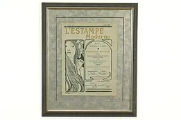 "L'estampe Moderne" Framed Original Antique Lithograph, Mucha 25.5" #40519