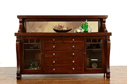 Arts & Crafts Antique Oak Craftsman Sideboard Server or Buffet, Mirror #40115