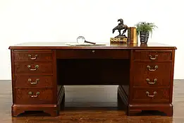 Traditional Antique Figured Walnut Burl Library or Office Executive Desk #38047