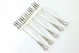 Set of 5 Sterling Silver Buttercup Seafood, Lemon Forks Gorham, Monogram #39897