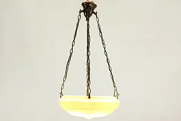 Classical Antique 1900 Embossed Glass Chandelier Light Fixture #40357