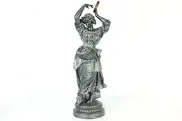 French Antique Sculpture Gypsy Dancer with Tambourine #40276