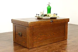 Farmhouse Antique Oak Trunk or Blanket Chest, Coffee Table #38458