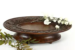 Victorian Antique Carved Oval Display Tray or Pedestal & Music Box #40656