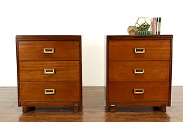 Pair of Midcentury Modern 1960s Vintage Mahogany Chests or Nightstands  #40279