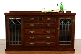 Arts & Crafts Mission Oak Antique Oak Craftsman Sideboard Server Back Bar #39860