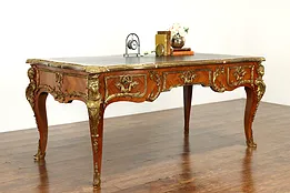 French Louis XV Antique Bureau Plat Library Office Desk, Sculpture Mounts #39868