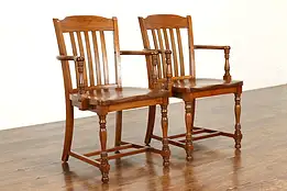 Pair of Walnut Office, Banker or Desk Chairs, Signed Murphy #40800