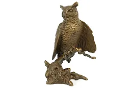 Bronze Owl on Branch Vintage Sculpture O'Brien Avon Collection #40662