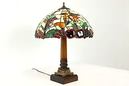 Leaded Stained Glass Shade Vintage Office Desk or Library Lamp #39664