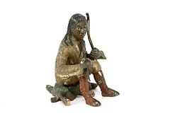 Native American Antique Hand Painted Sculpture, Bow & Arrow #40755